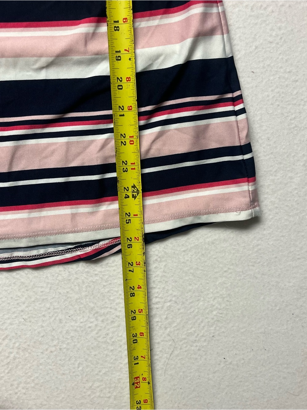 Roz & Ali Womens Pink/Blue Striped Short Sleeve Quarter Zip Top Size Large - Picture 6 of 8